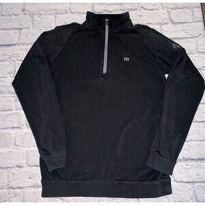 Travis Mathew Sweatshirt Mens M Black Performance 1/4 Zip Long Sleeve.* Read
